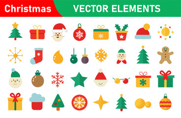 Naklejka premium Festive Christmas Vector Elements Collection for Holiday Designs and Decorations