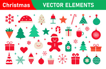 Festive Christmas Vector Elements Collection for Holiday Designs and Decorations
