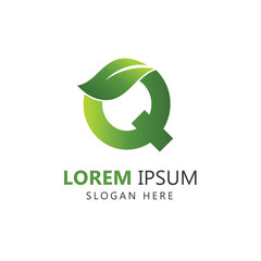 Letter Q Leaf Logo Template for Branding