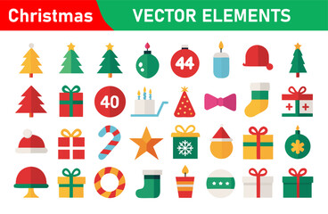Festive Christmas Vector Elements Collection for Holiday Designs and Celebrations