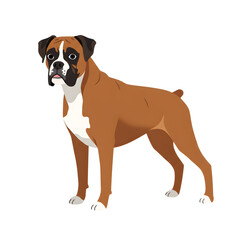 Obraz premium Illustration of a boxer dog breed used as a pet and companion standing on a black background showing its muscular build and coat markings