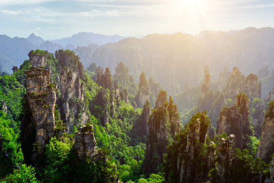 Zhangjiajie Mountain Peaks at Dusk Landscape Photography