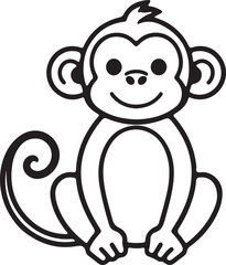 Funny vector cartoon drawing of a cute animal baby Monkey isolated on a white background with a smile