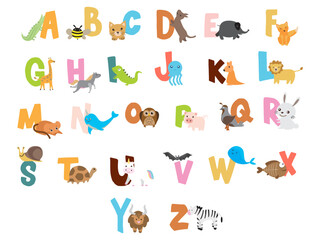 english alphabet kids with naive doodle pictures abc learning cartoon poster babies cute illustration