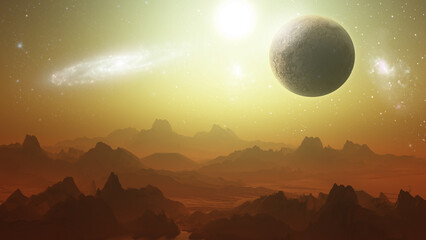 Solar System Planets in Starry Sky Space Photography © Narkyy Image