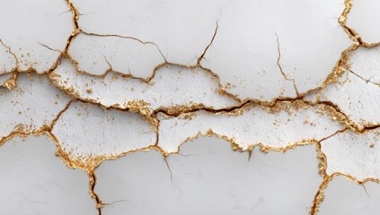 Cracked white marble with gold