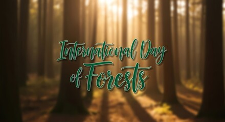 International day of forests celebration amidst sunlit trees in tranquil woodland setting