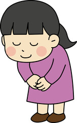 The image of a girl bowing down