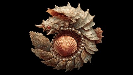 Obraz premium Spiral seashell creature, ornate design