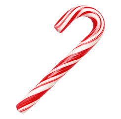 Fototapeta premium Classic red and white striped candy cane isolated on transparent background