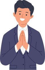 Smiling Businessman In Suit Doing Thank You Gesture Wealth Illustration