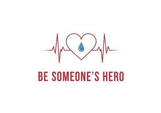 Be someone's hero campaign design featuring heartbeat line and blood donation concept