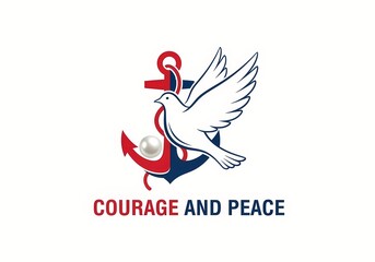 Fototapeta premium Nautical symbol of courage and peace with dove and anchor illustration for inspirational design