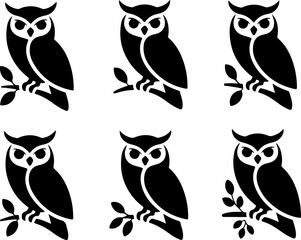 Fototapeta premium Owl Family Silhouettes cute owls, cartoon owls, owl illustration Bundle