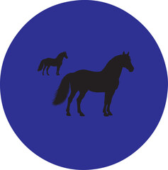 Horse in silhouette white background.