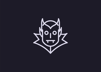 A simple minimalist vampire line style, symbolizing darkness, immortality, and mysterious elegance