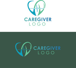 Heart with pulse line cardiogram medical care heartbeat minimalist logo design