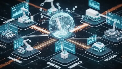 Futuristic digital network showcasing automation in logistics and supply chain management - Powered by Adobe
