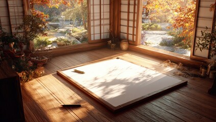 Zen garden interior scene