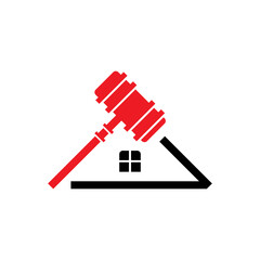Where property meets protocol—this sharp, minimal emblem merges a gavel with a home silhouette, symbolizing smart governance, legal automation, and tech-driven real estate solutions.