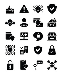 Cyber security icons representing data protection and privacy