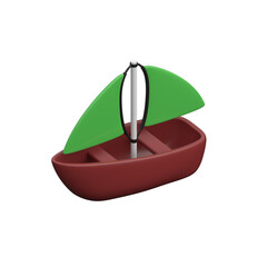 3D sailboat icon for ocean travel and sailing adventures.