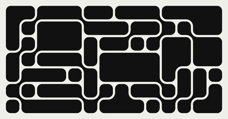 Fototapeta na wymiar Abstract composition of bold rounded rectangle connected to each other. Liquid shapes in a seamless bento grid pattern. Design can be use for backgrounds, packaging, or graphic design projects 