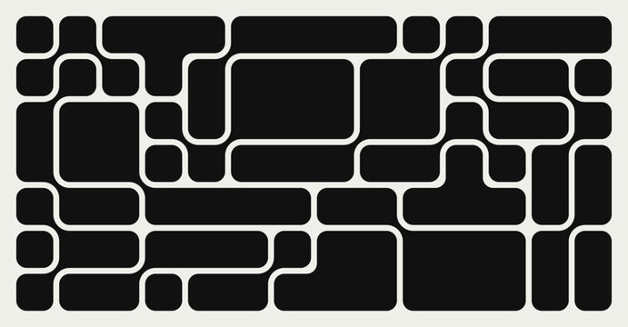 Abstract composition of bold rounded rectangle connected to each other. Liquid shapes in a seamless bento grid pattern. Design can be use for backgrounds, packaging, or graphic design projects
