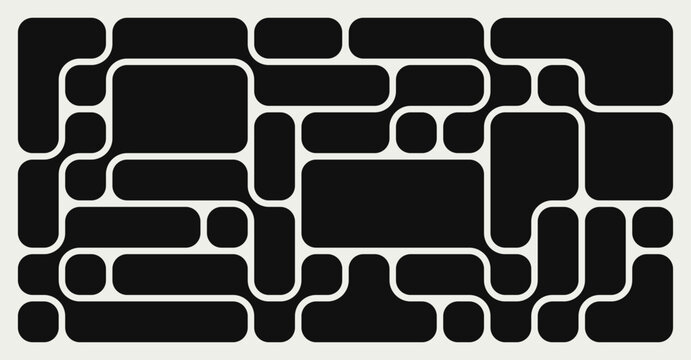 Abstract composition of bold rounded rectangle connected to each other. Liquid shapes in a seamless bento grid pattern. Design can be use for backgrounds, packaging, or graphic design projects
