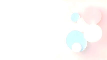Abstract Soft Pastel Pink and Blue Spheres Floating on a White and Light Pink Background