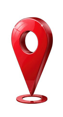 A shiny red map pin indicating a location isolated on transparent background. Location pin, target, high resolution, ideal for travel. A red dot with a circle in the middle that looks like a map pin.