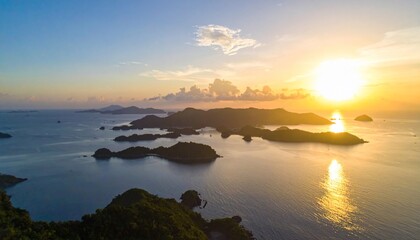 Golden Sunset over Archipelago: Serene Island Paradise