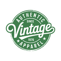 Authentic Apparel Vector Design Featuring a Circular Badge with a Distressed Texture on Transparent