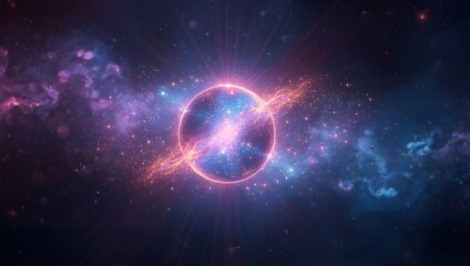 Obraz premium Glowing Cosmic Planet with Energy Ring in Deep Space