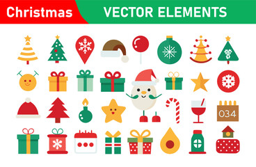 Fototapeta premium Festive Christmas Vector Elements Collection for Holiday Designs and Decorations