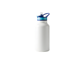 White Reusable Water Bottle with Flip Top Lid Perfect for Hydration on the Go on transparent background