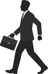 Vector art of silhouette of a businessman in a suit walking with a briefcase