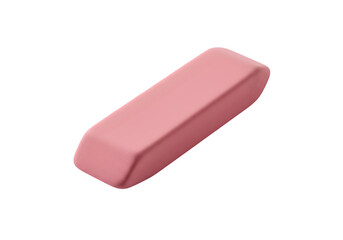 Pink Rectangular Eraser Closeup Product Shot for Stationery and Office Supplies on transparent background