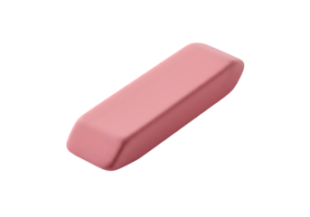Pink Rectangular Eraser Closeup Product Shot for Stationery and Office Supplies on transparent background