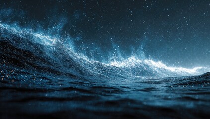 Fototapeta premium Stormy, starry night sea waves