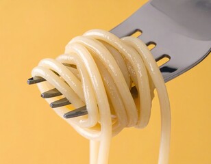 Close Up Food Still Life Spaghetti Rolled on Fork Cuisine