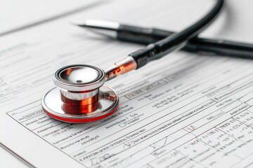 Medical forms and stethoscope
