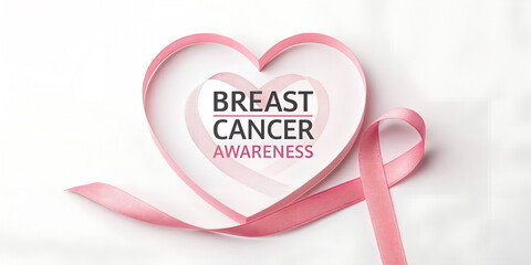 Breast Cancer Awareness Pink Ribbon Heart