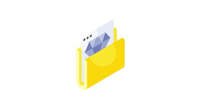 File folder, premium data, important folder isometric animated icon  design
