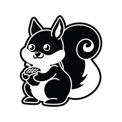 Whimsical autumn squirrel hand drawn cartoon Doodle illustration