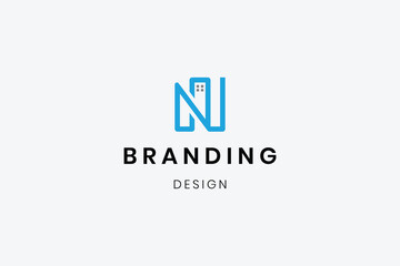 Abstract elegant N logo design