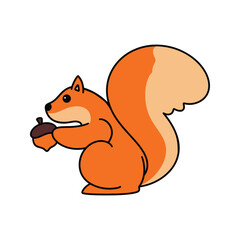 Playful squirrel illustration in autumn hand drawn cartoon style
