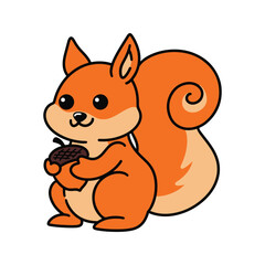Hand drawn autumn squirrel cartoon vector illustration
