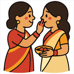 Fototapeta premium Durga Puja Sindoor Khela Women Illustration
