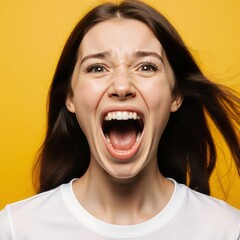 young woman screaming